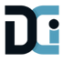Minimalistic DCI logo featuring the letter "D" in black and a blue, lowercase "i," partially enclosed within the open side of the "D" for an abstract logo design.